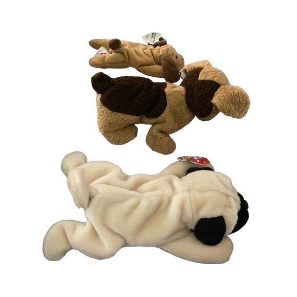 Lot of 3 Tuffy Pugsly Bones Dog Ty Beanie Baby Plush Collectible Tag Error Missp - Picture 10 of 11